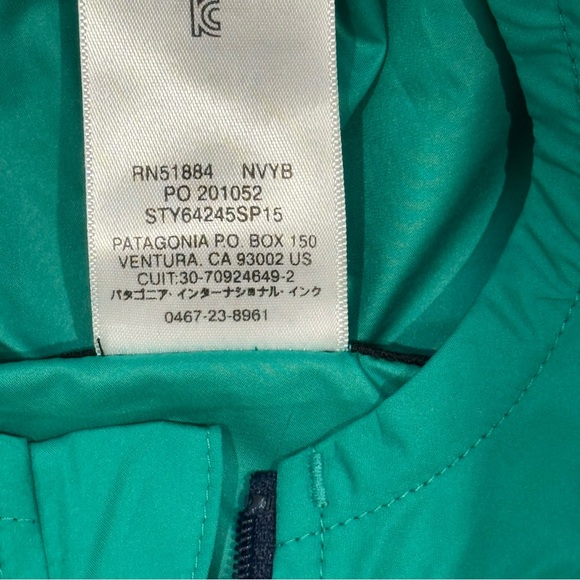Patagonia Boys Light & Variable Jacket L 12 Teal Navy Colorblock Windbreaker - Picture 9 of 10